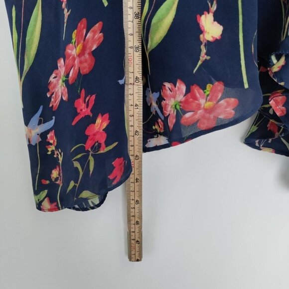 Parker Kam Silk Floral Cold Shoulder Tiered Midi Dress Asymmetrical Small Women - Picture 11 of 16